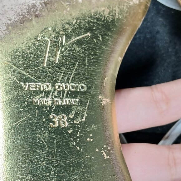 Giuseppe Zanotti E0SP05 White Gold Gladiator Sandals 37.5 / US 7.5 w/ Box Good C - Picture 14 of 16